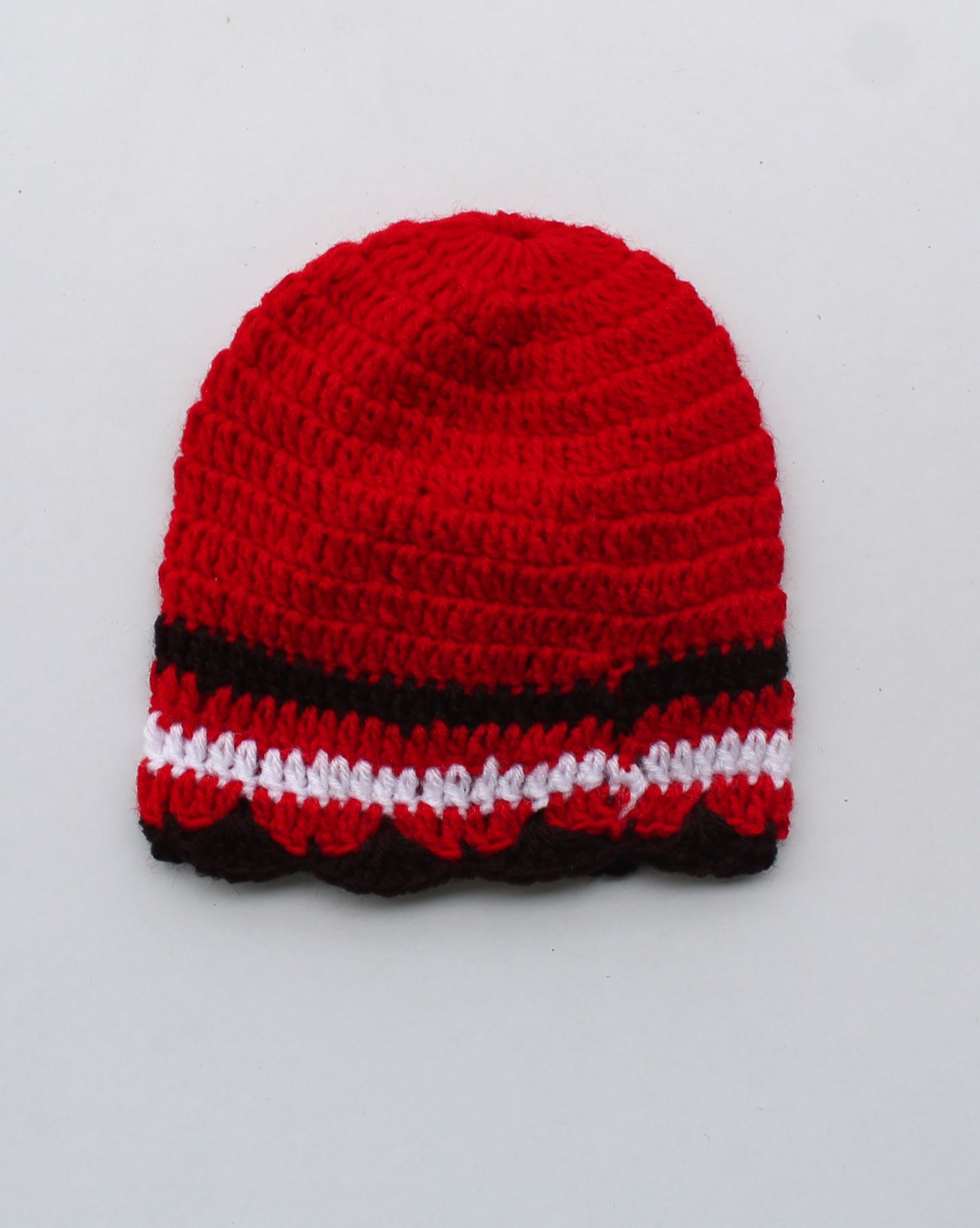 Handmade Crochet Brown Flower Cap for Kids - Red Woonie