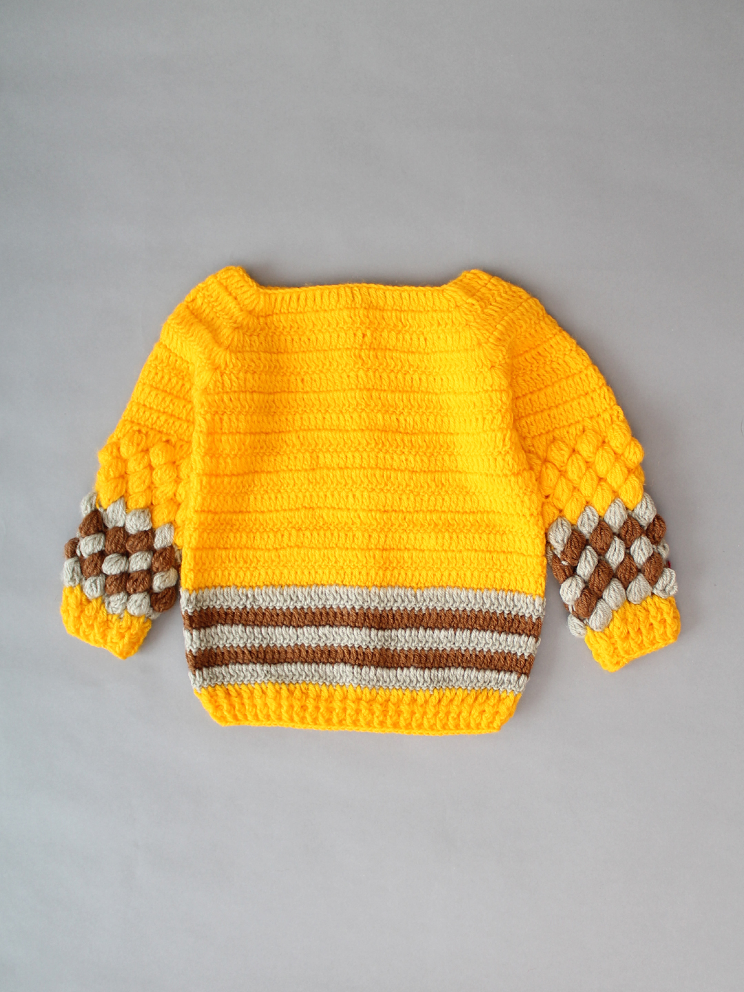 Handmade Crochet Bubble Stitch Sweater for Kids- Yellow
