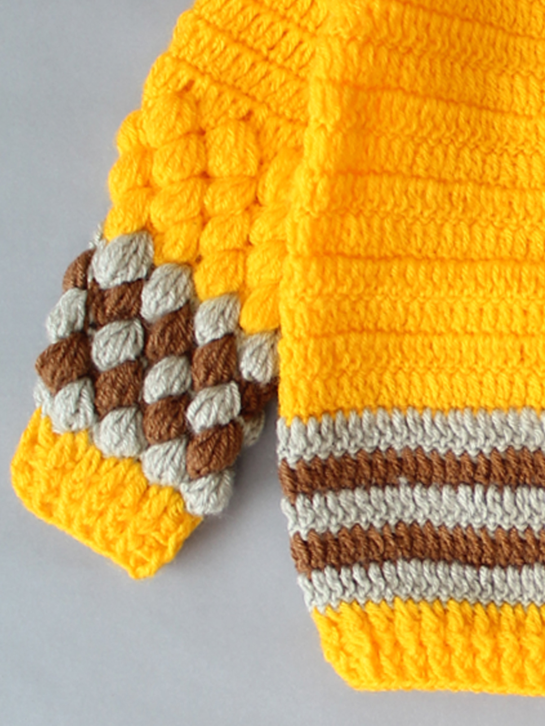 Handmade Crochet Bubble Stitch Sweater for Kids- Yellow