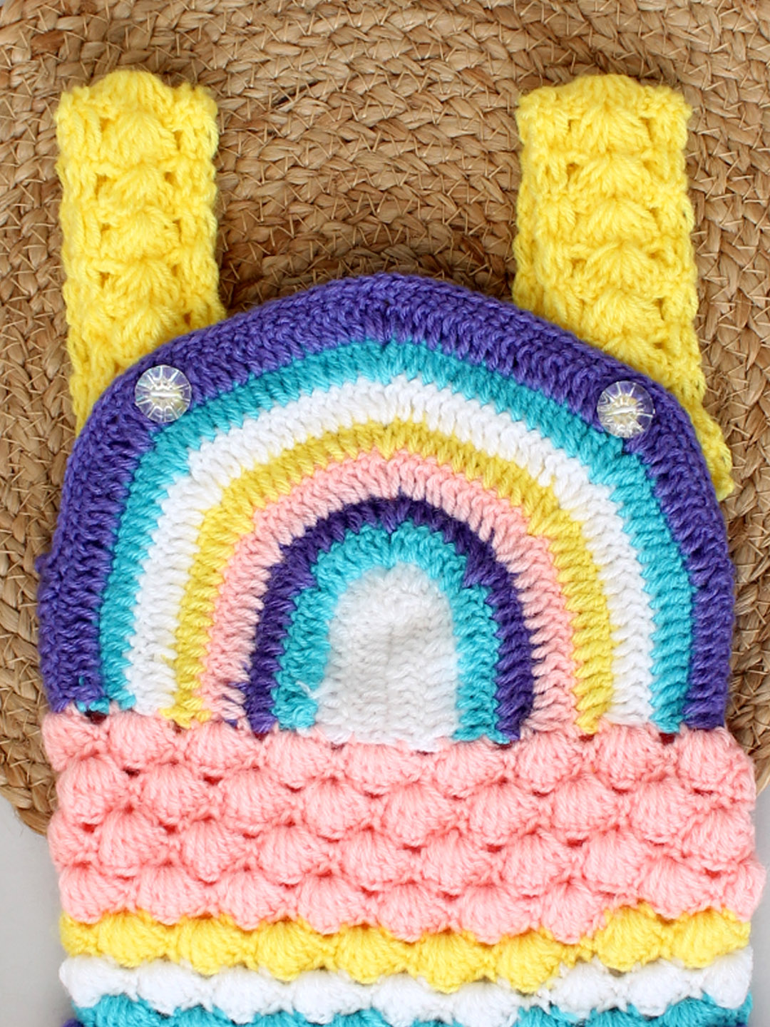 Handmade Crochet Designer Strappy Romper for Newborn -Multi