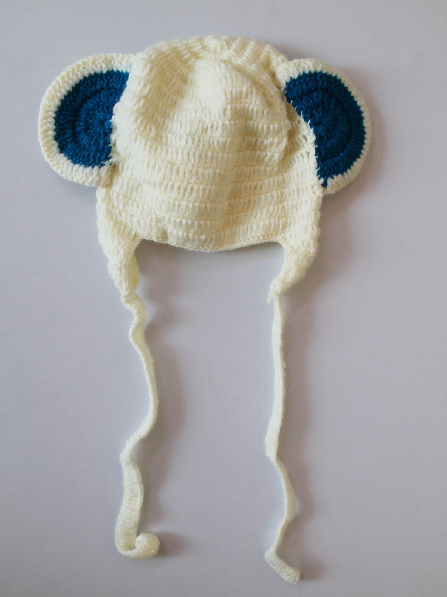 Handmade Crochet Elephant Pattern Cap for Kids - White Woonie