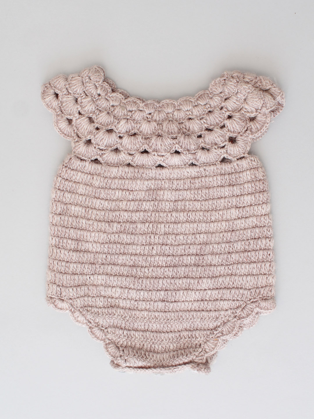 Handmade Crochet Fancy Onesie for Newborn - Beige