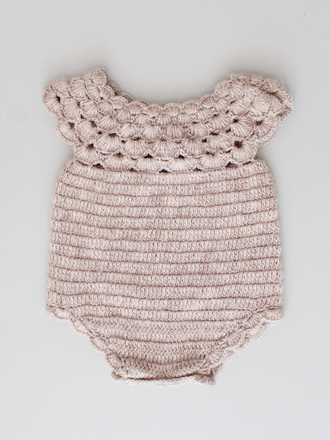 Handmade Crochet Fancy Onesie for Newborn - Beige