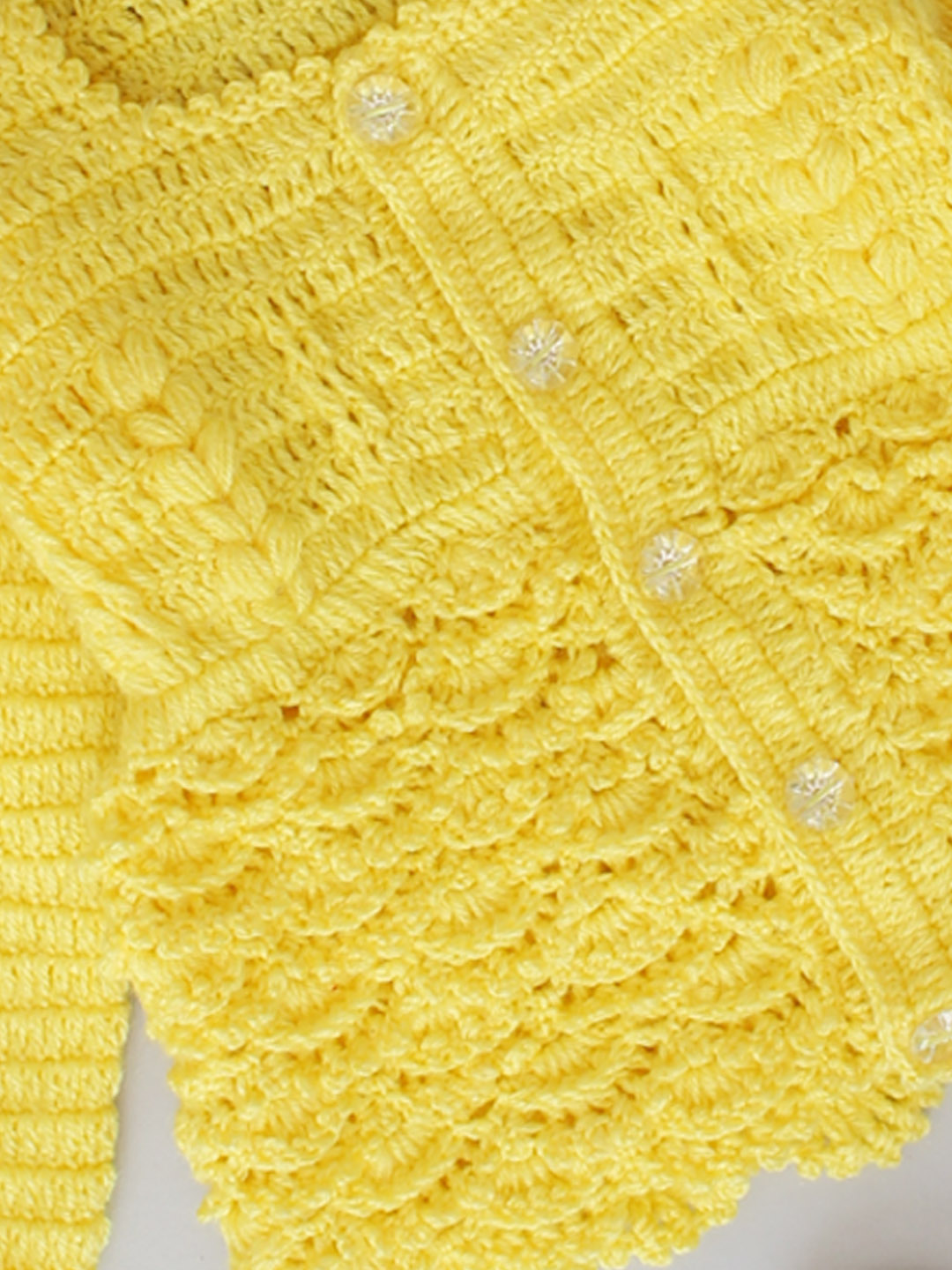 Handmade Crochet Front Open Cardigan for Kids - Yellow