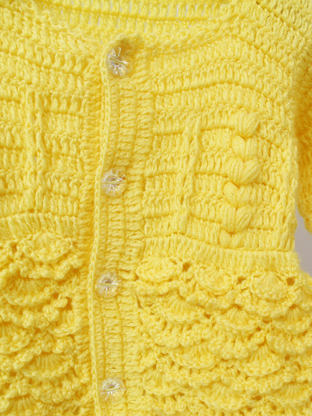 Handmade Crochet Front Open Cardigan for Kids - Yellow