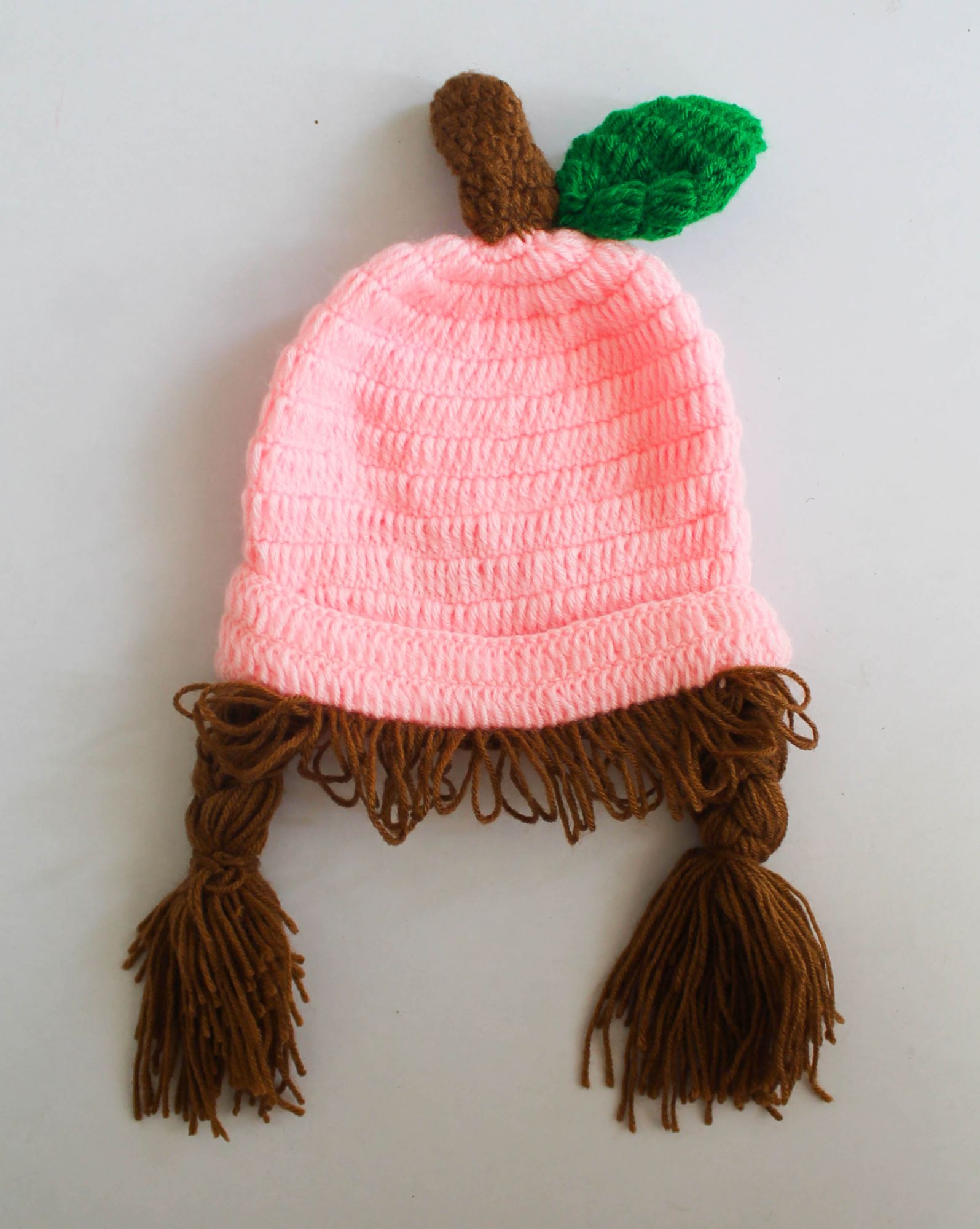 Handmade Crochet Girl Wig with Braids Cap for Kids - Pink Woonie