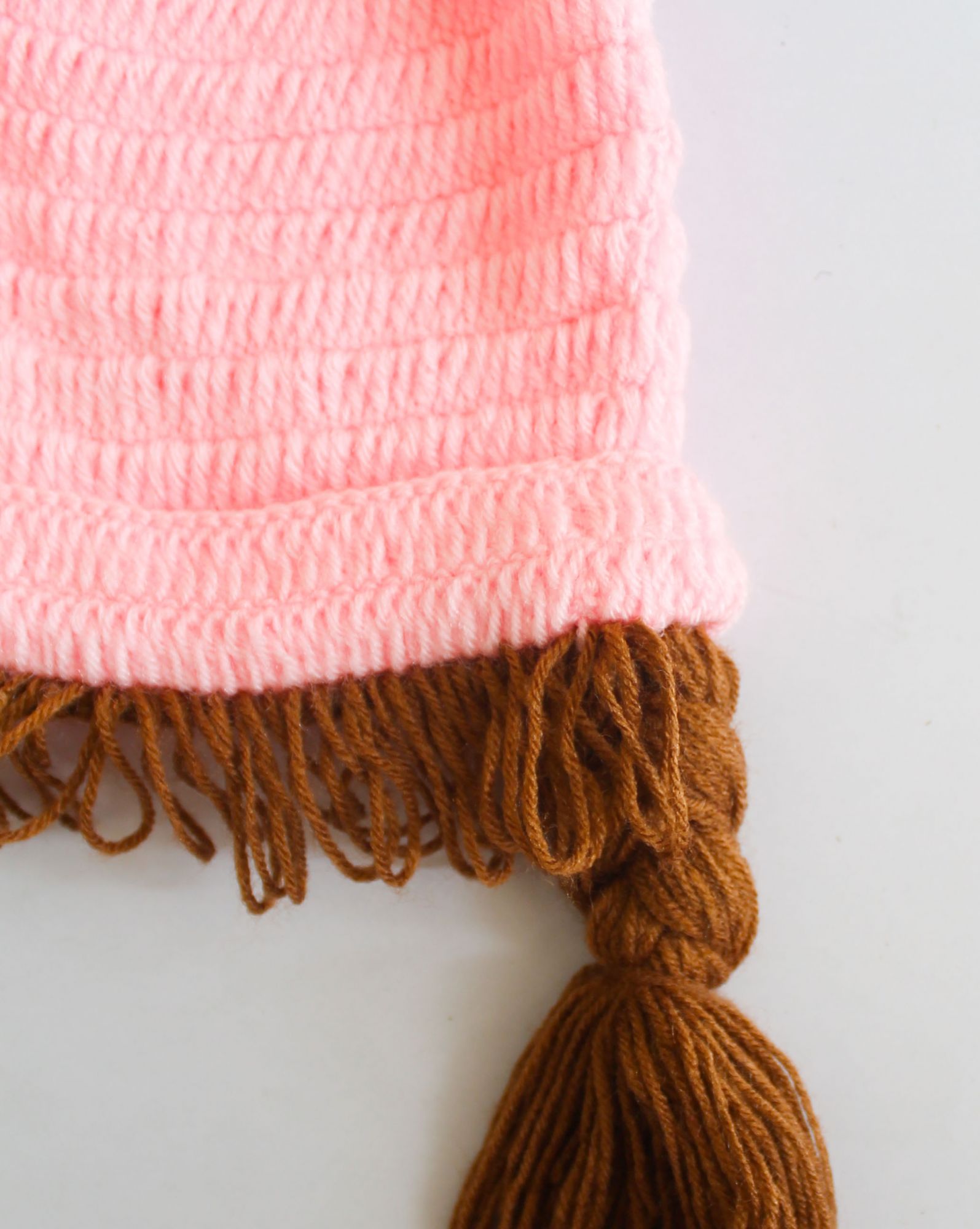 Handmade Crochet Girl Wig with Braids Cap for Kids - Pink Woonie