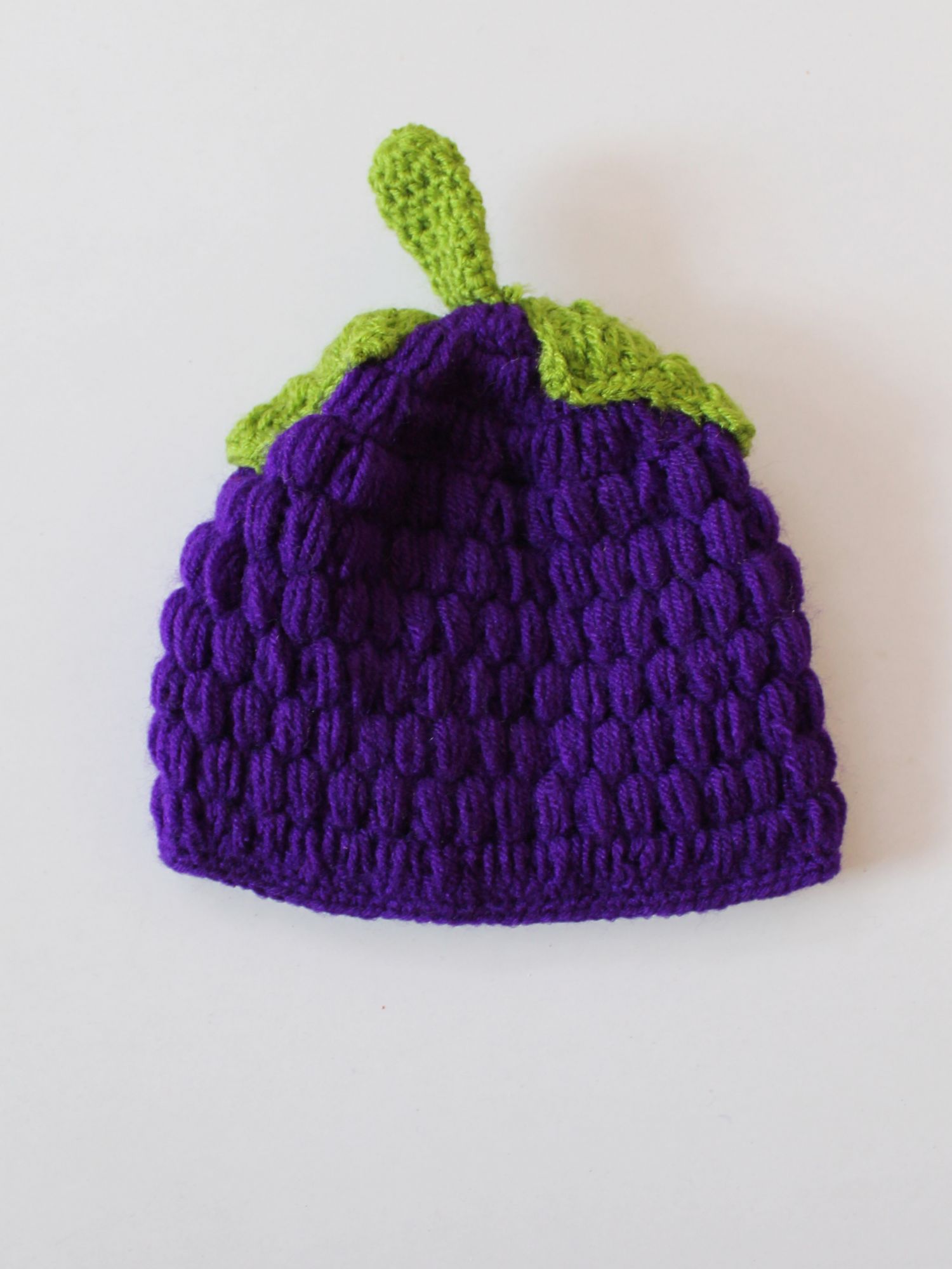 Handmade Crochet Grapes Pattern Cap for Kids - Purple Woonie