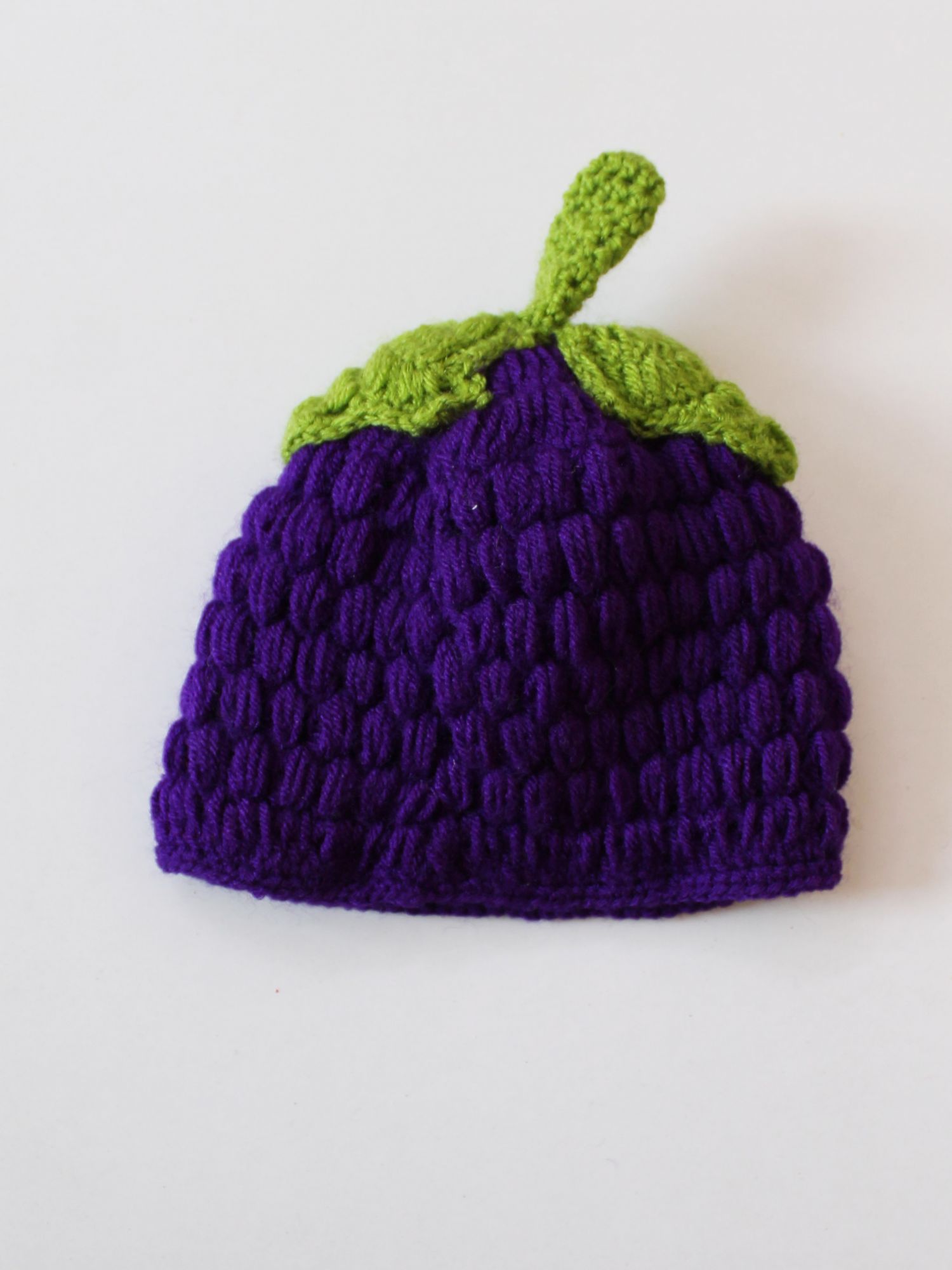 Handmade Crochet Grapes Pattern Cap for Kids - Purple Woonie