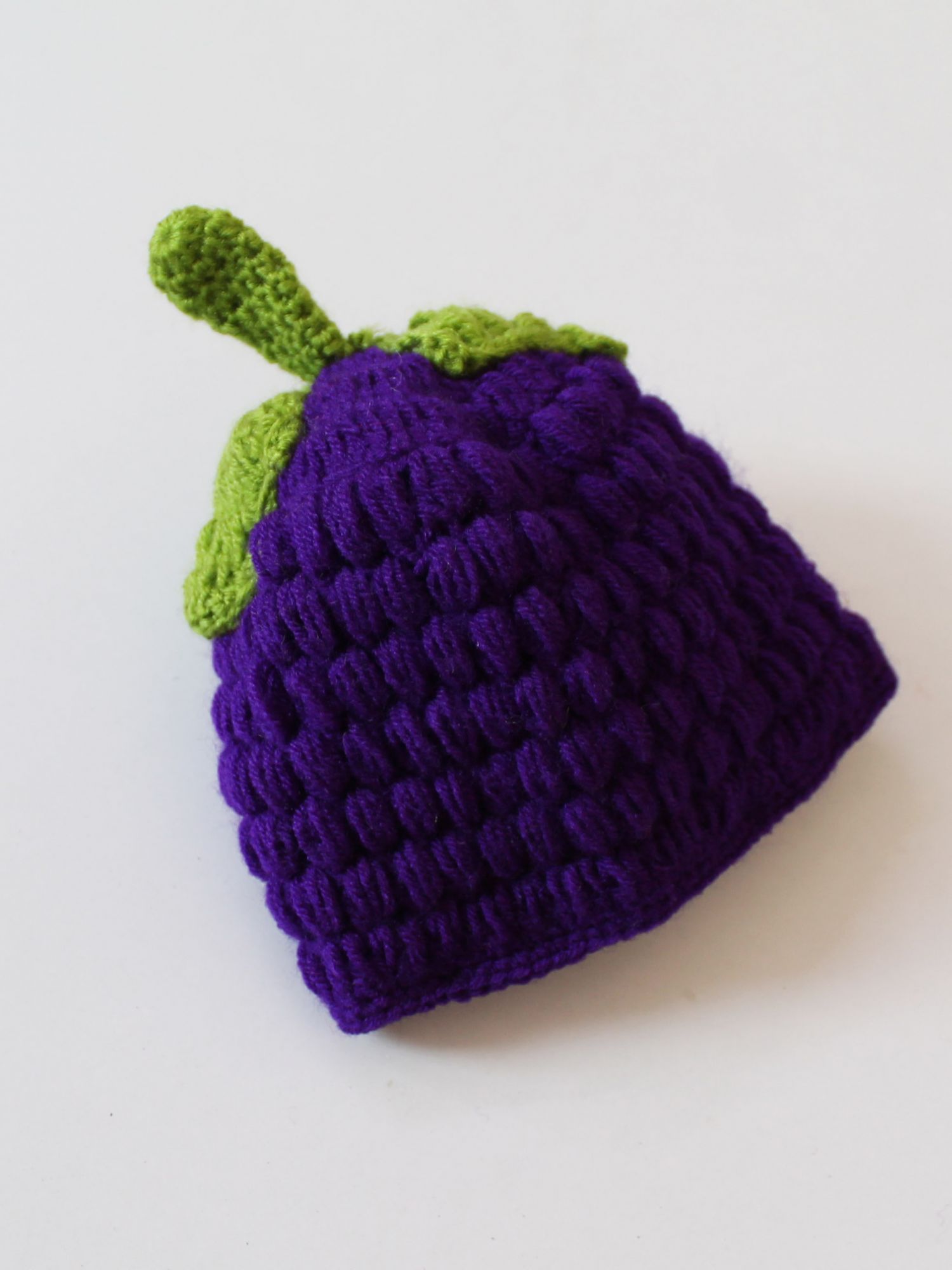 Handmade Crochet Grapes Pattern Cap for Kids - Purple Woonie