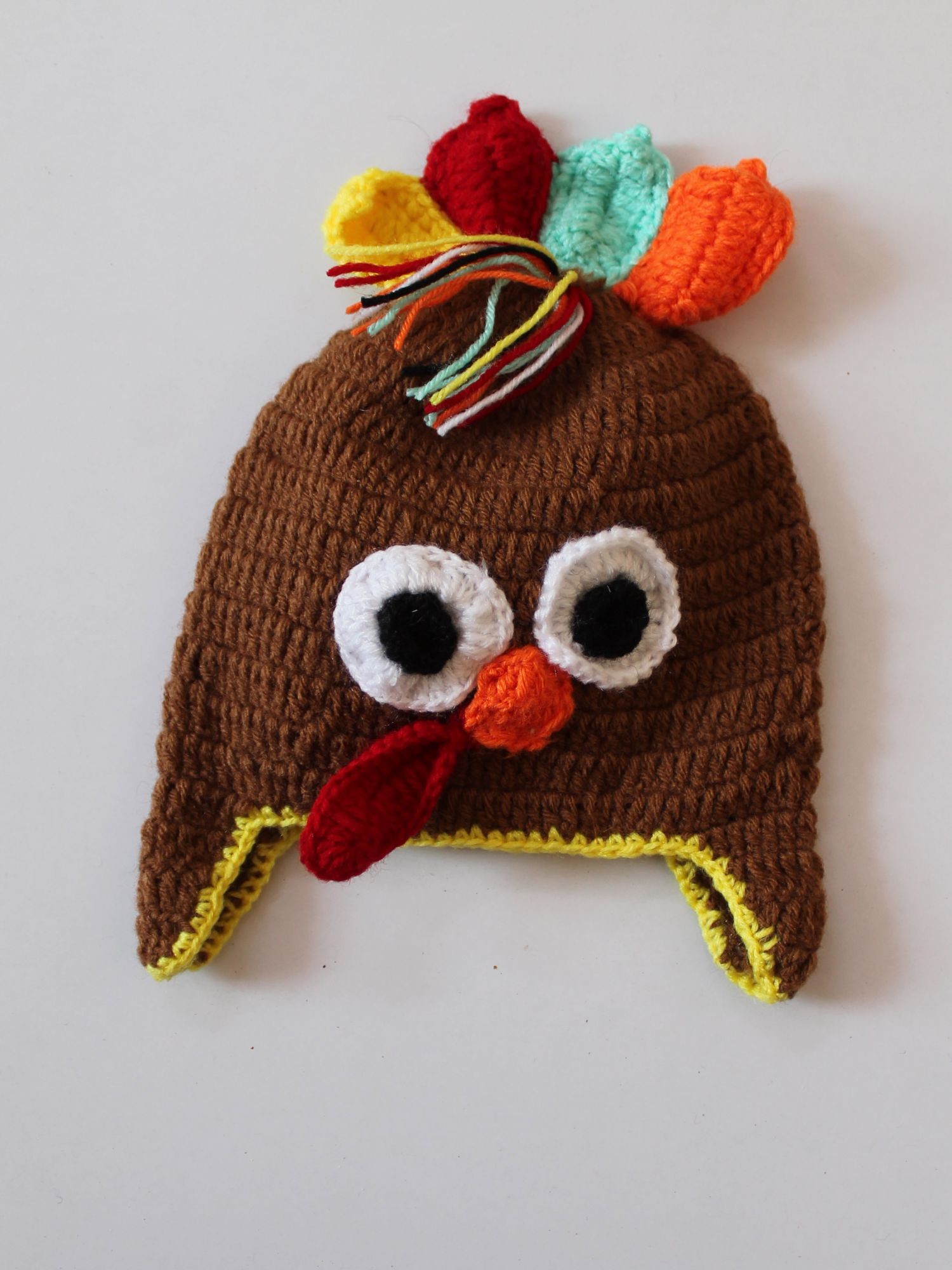Handmade Crochet Hen Pattern Cap for Kids - Brown Woonie