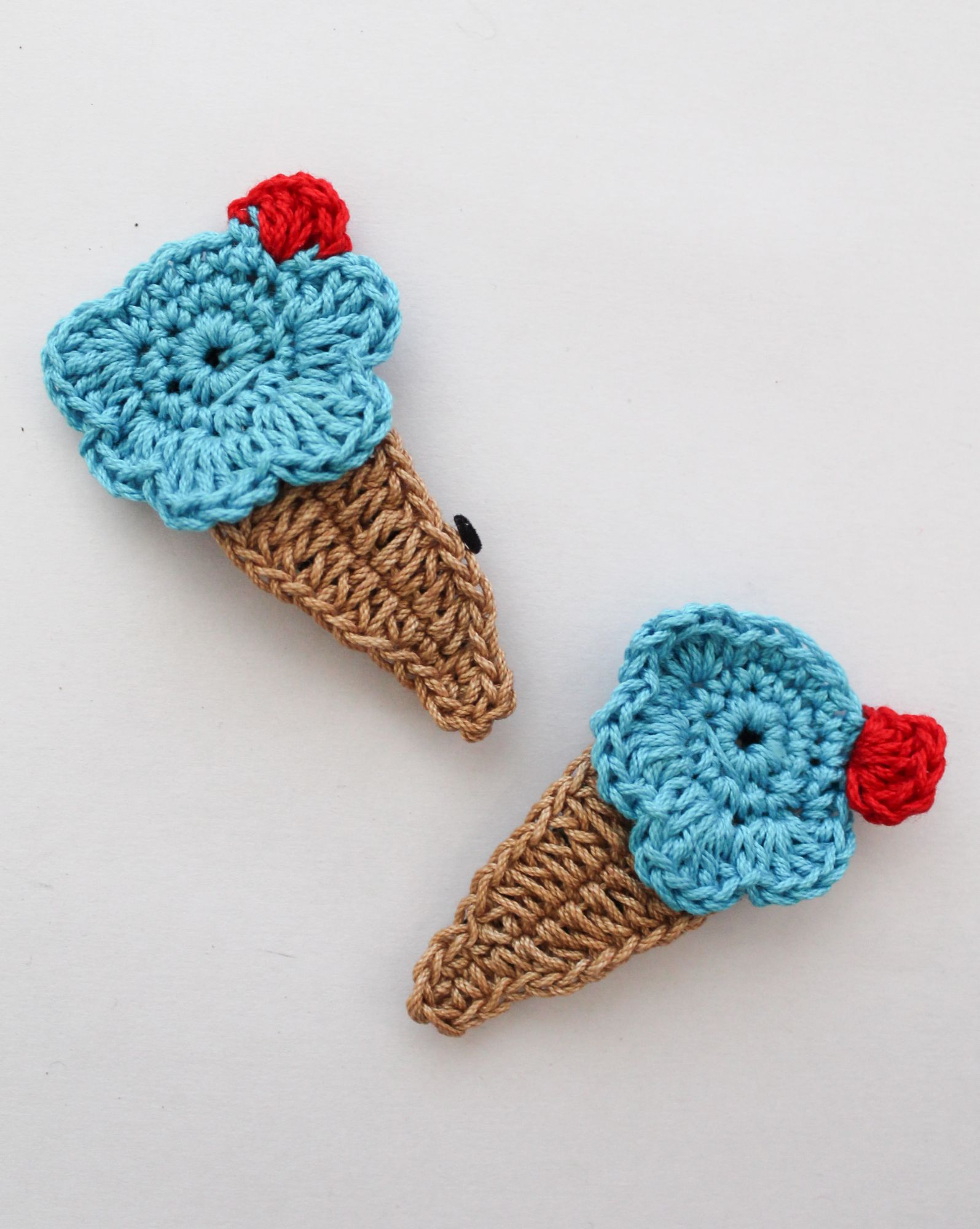 Handmade Crochet Ice Cream Tic Tac Hair Pins for Girls - Blue Woonie