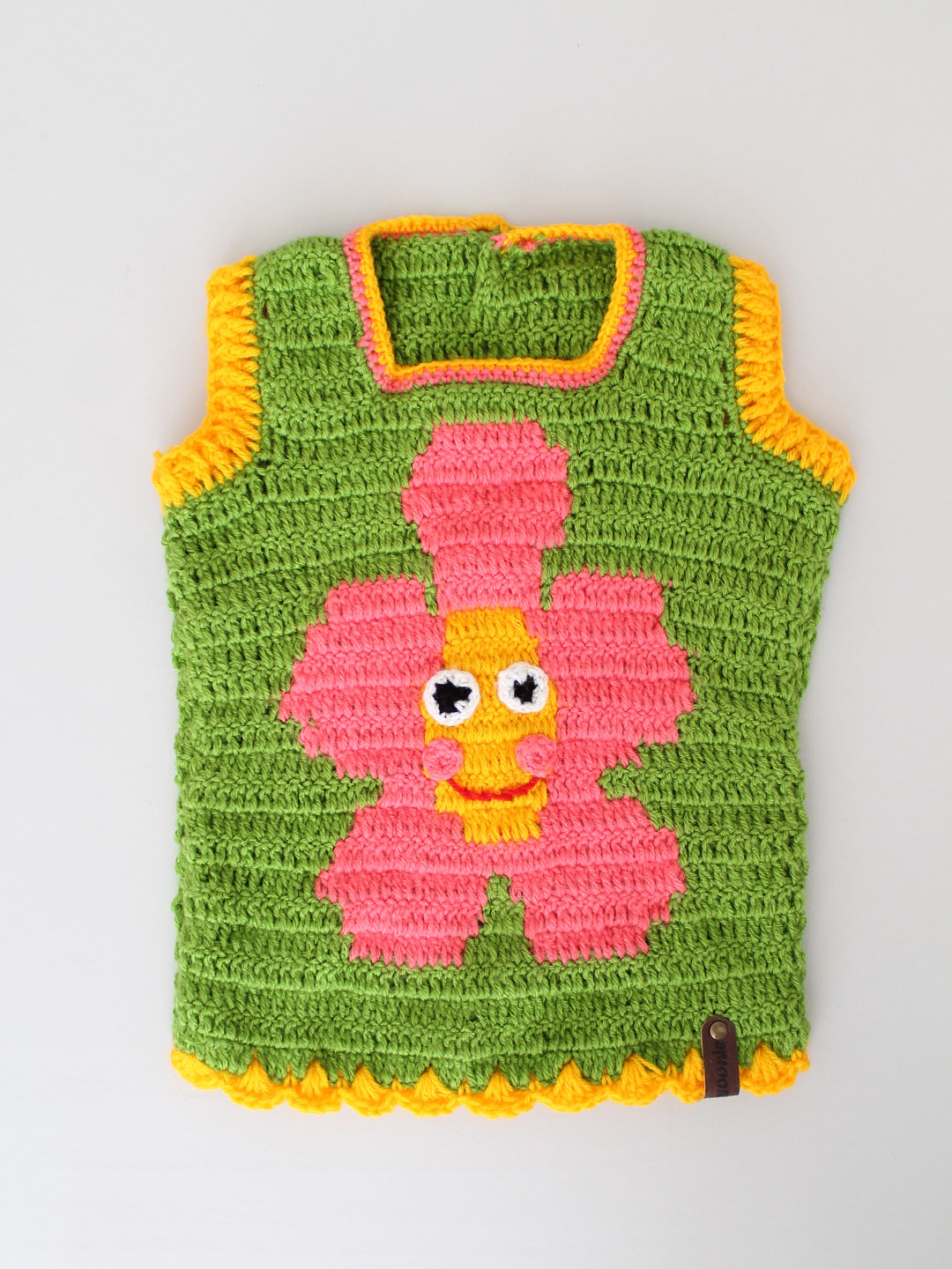 Handmade Crochet Intarsia Stitch Sweater for Newborn - Green