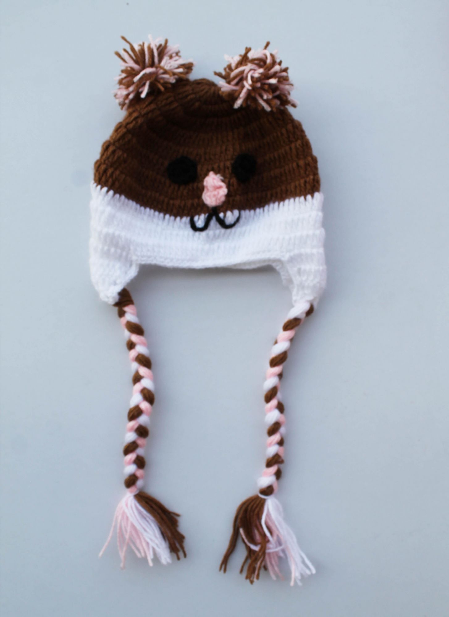 Handmade Crochet Mouse Pattern Cap for Kids - Brown Woonie