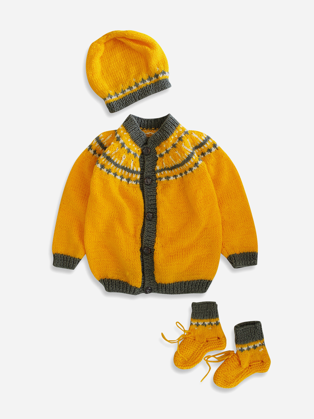 Handmade Knitted Orange Sweater Set for Infants - Orange Woonie