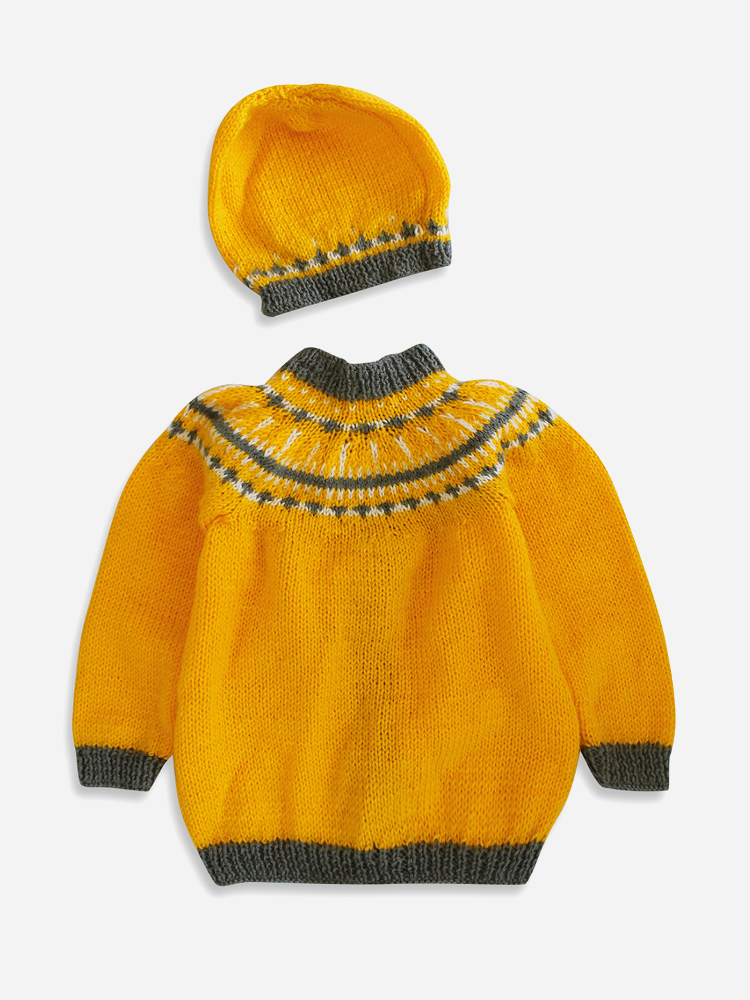 Handmade Knitted Orange Sweater Set for Infants - Orange Woonie