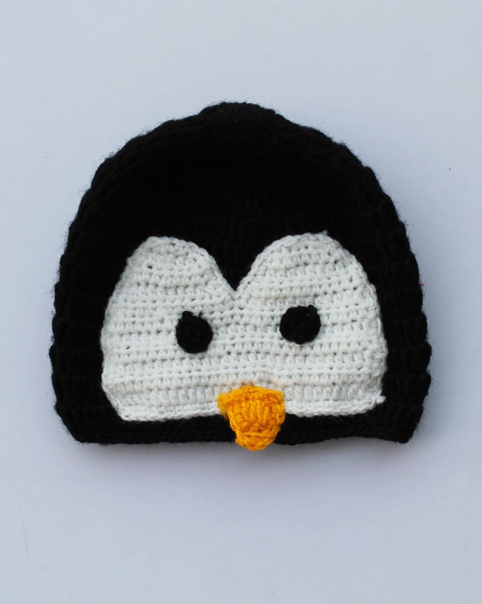 Handmade Crochet Penguin Pattern Cap for Kids - Black Woonie