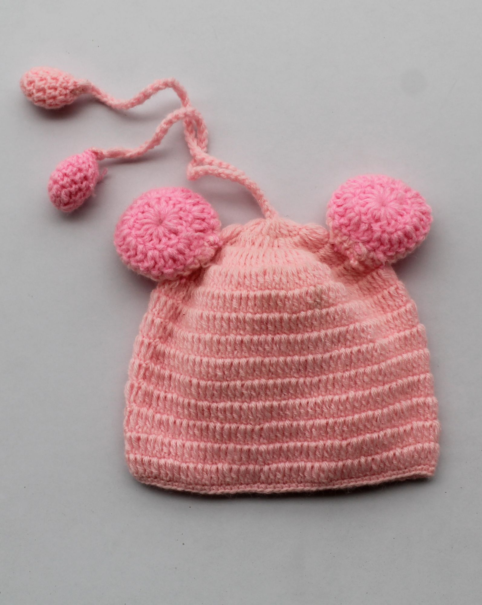 Handmade Crochet Pig Pattern Winter Cap for Newborn - Pink Woonie
