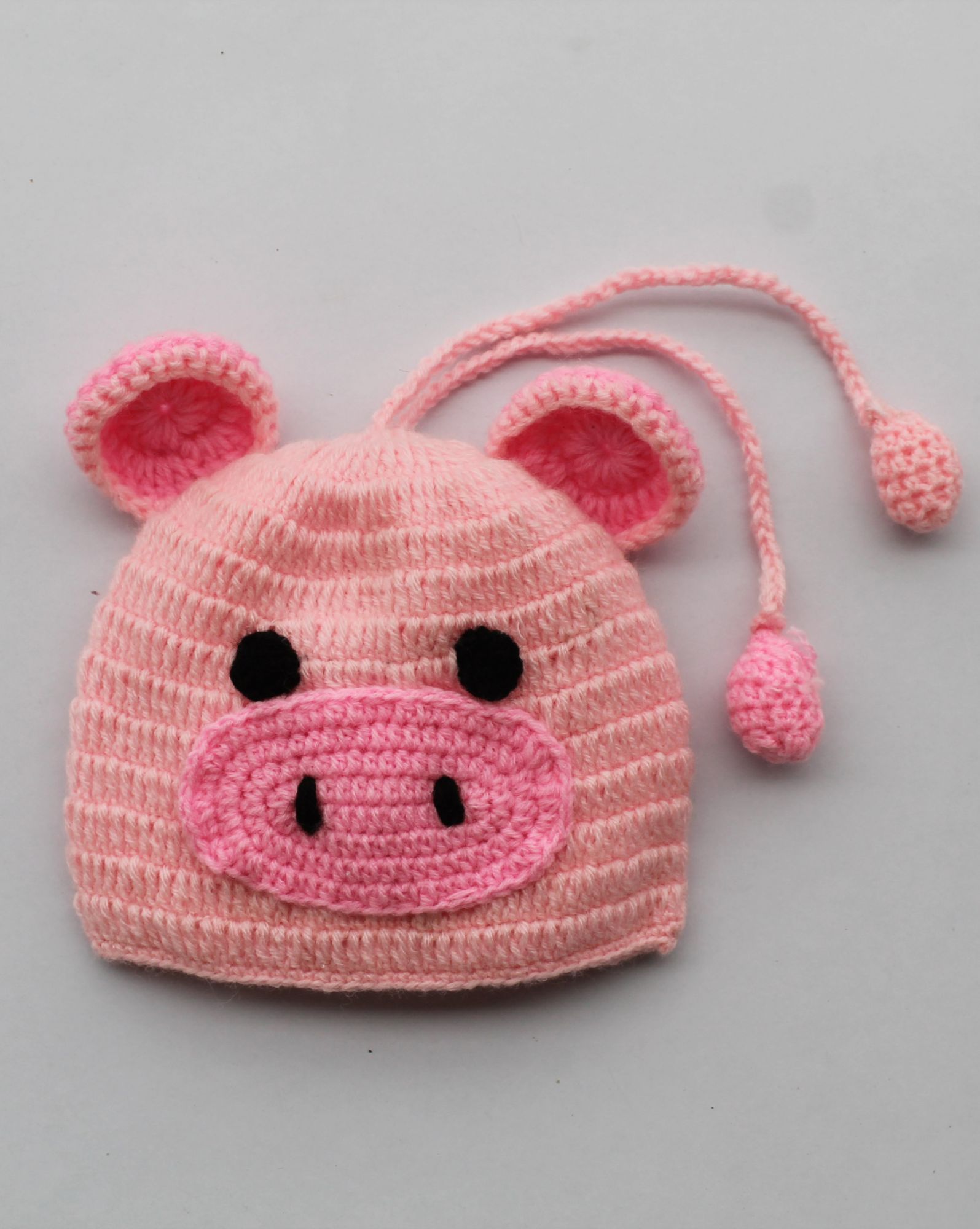 Handmade Crochet Pig Pattern Winter Cap for Newborn - Pink Woonie