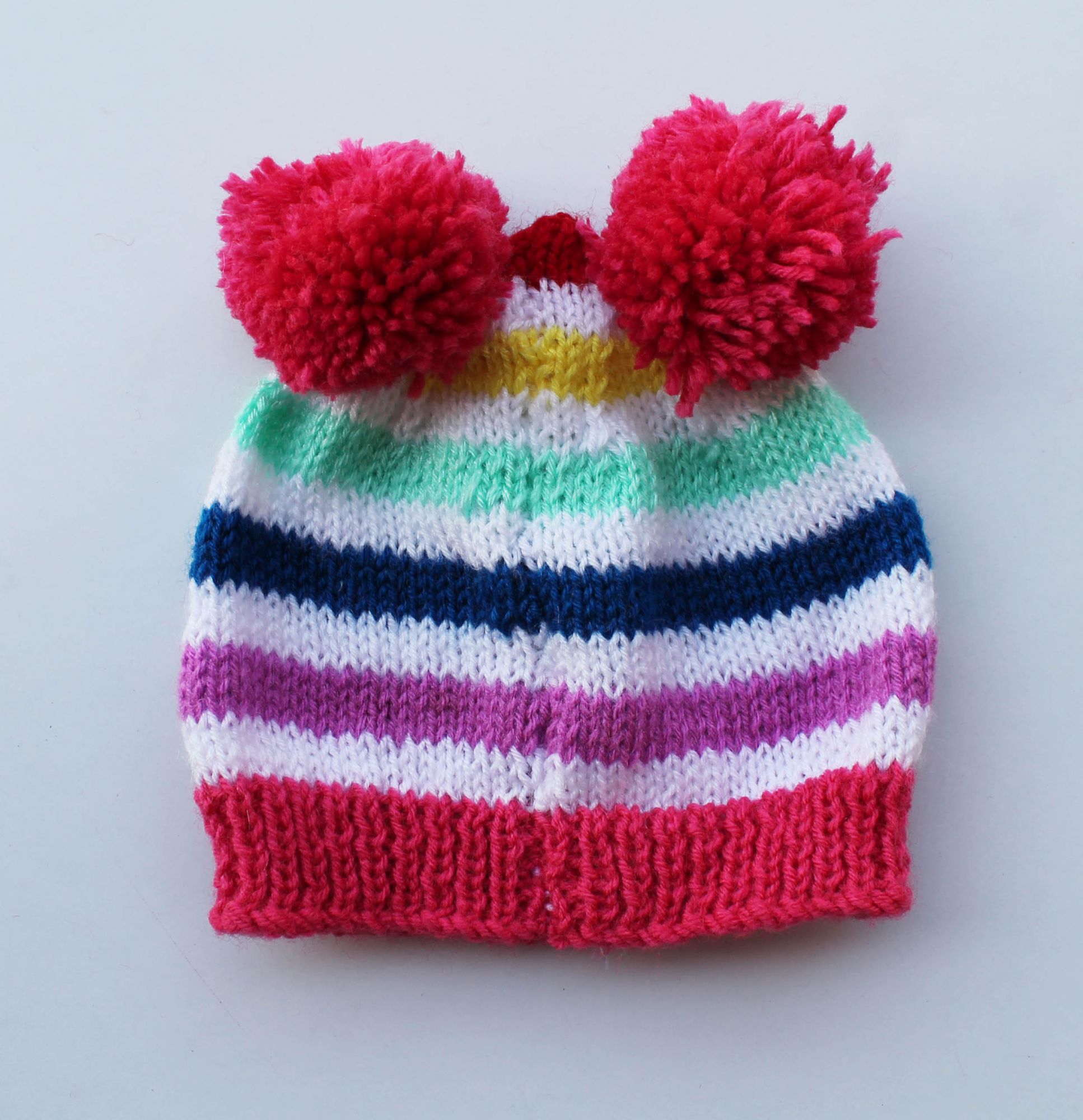Handmade Crochet Pom Pom Winter Cap for Kids - Multicolour Woonie