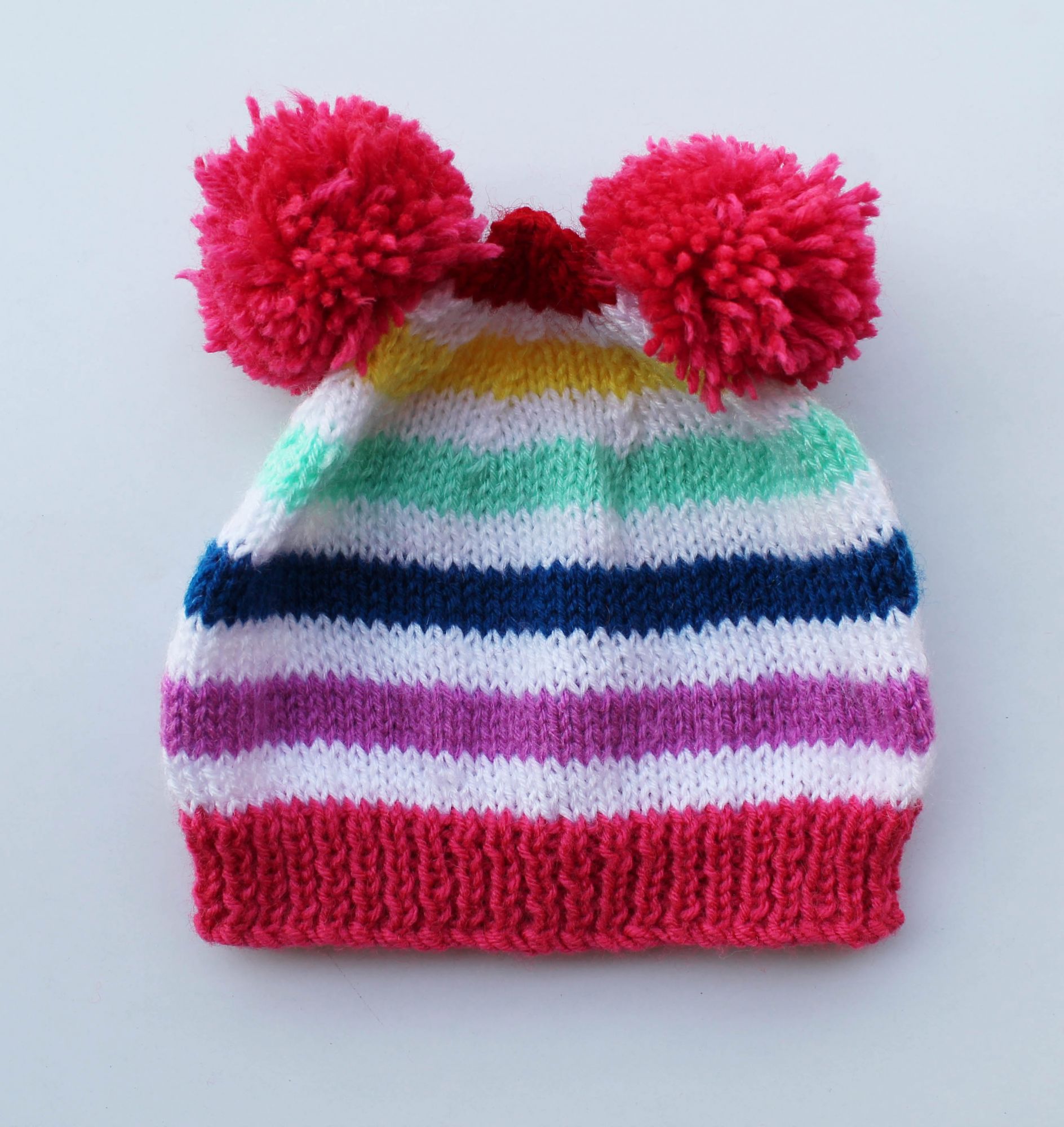 Handmade Crochet Pom Pom Winter Cap for Kids - Multicolour Woonie