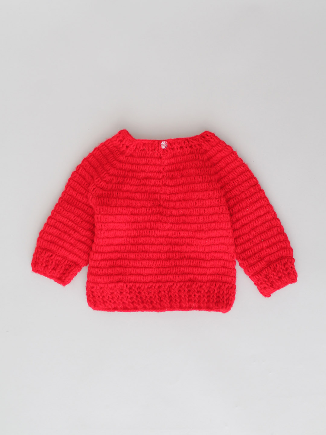 Handmade Crochet Rainbow Detailing Sweater - Red