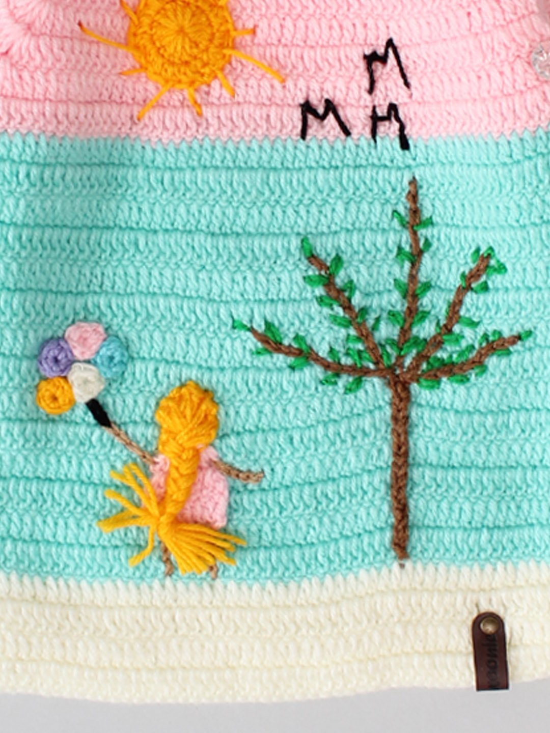 Handmade Crochet Scene Winter Sweater - Turquoise