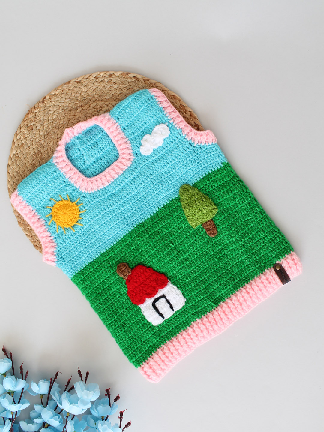 Handmade Crochet Sleeveless Sunrise Scenery Sweater - Multi