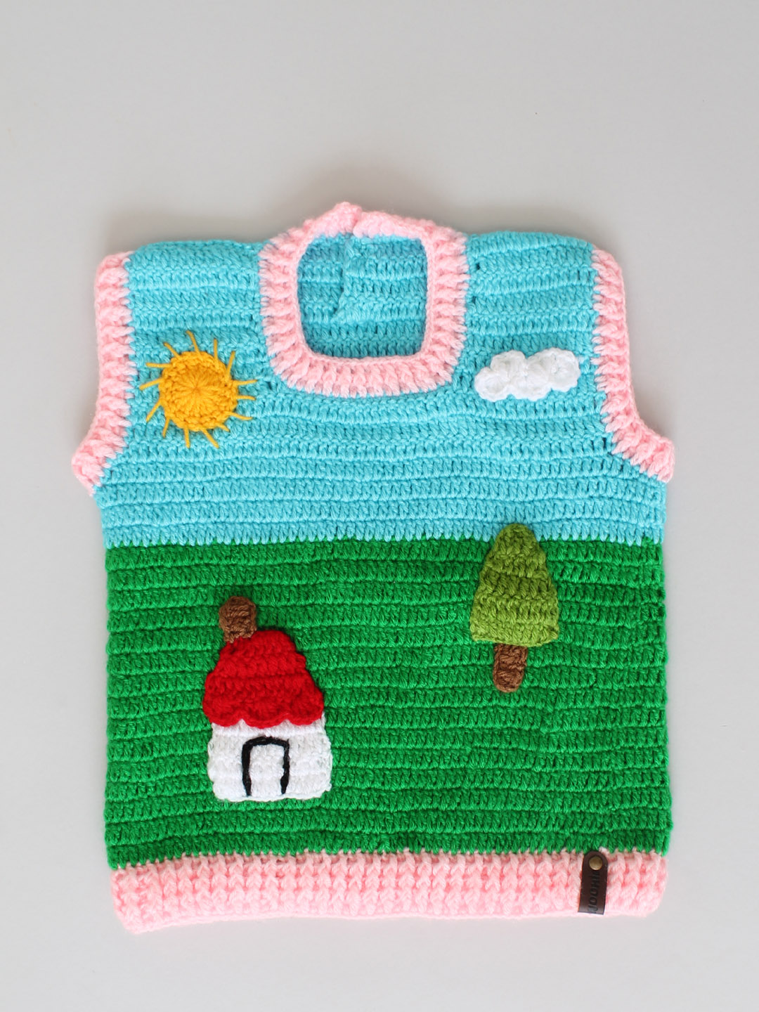 Handmade Crochet Sleeveless Sunrise Scenery Sweater - Multi