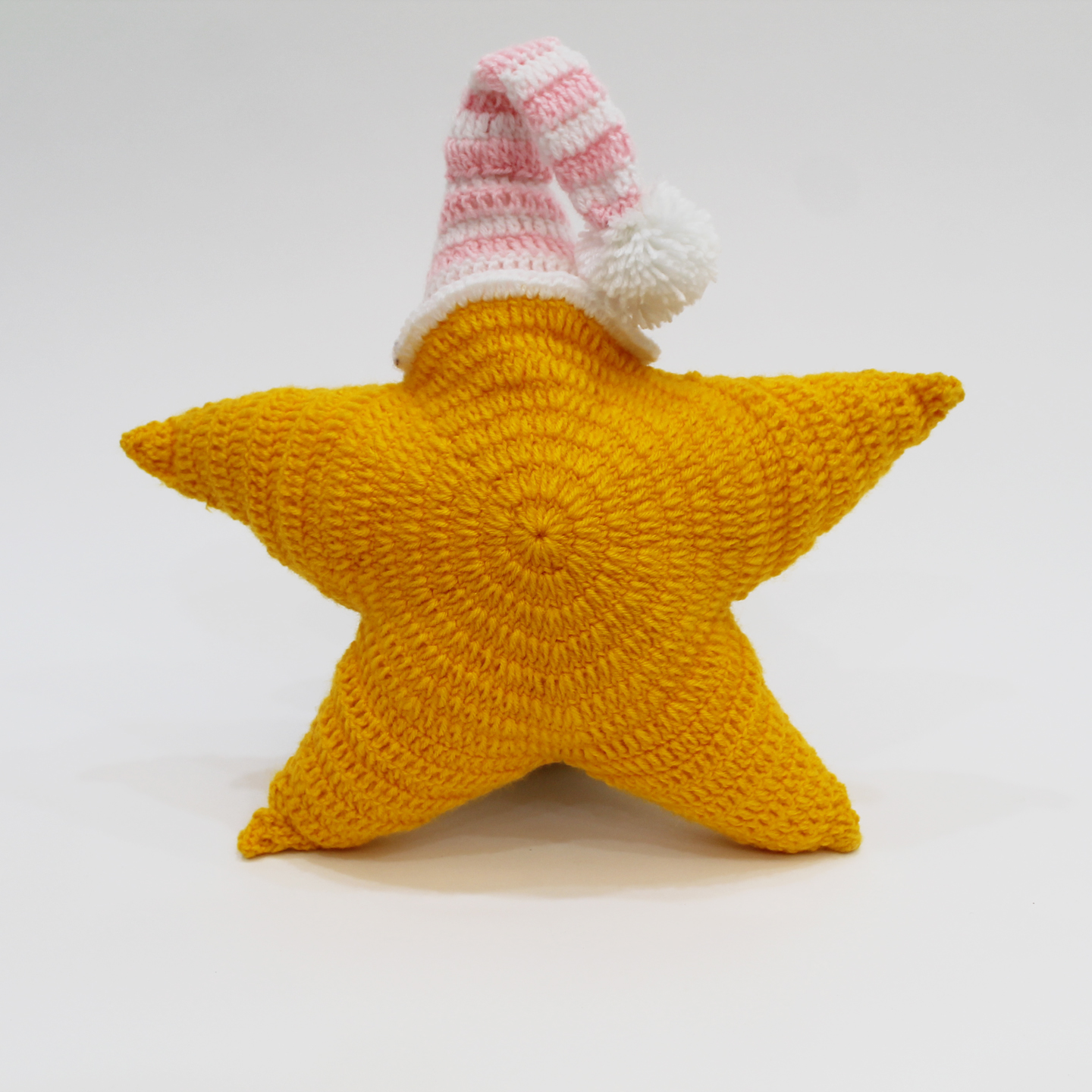 Handmade Crochet Star Shaped Filled Cuddle Cushion - Yellow
