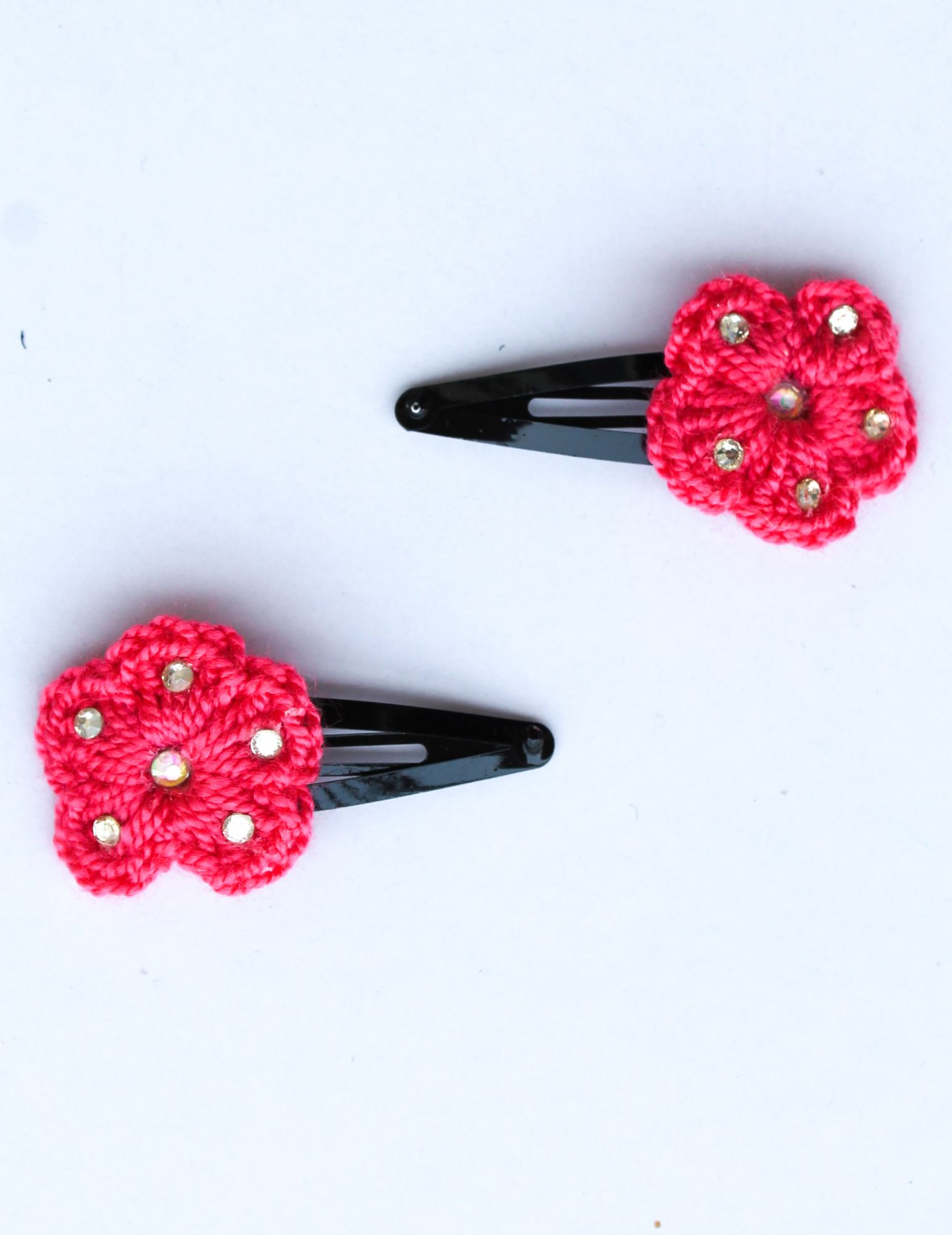Handmade Crochet Stone Tic Tac Hair Pins for girls - Pink | Woonie