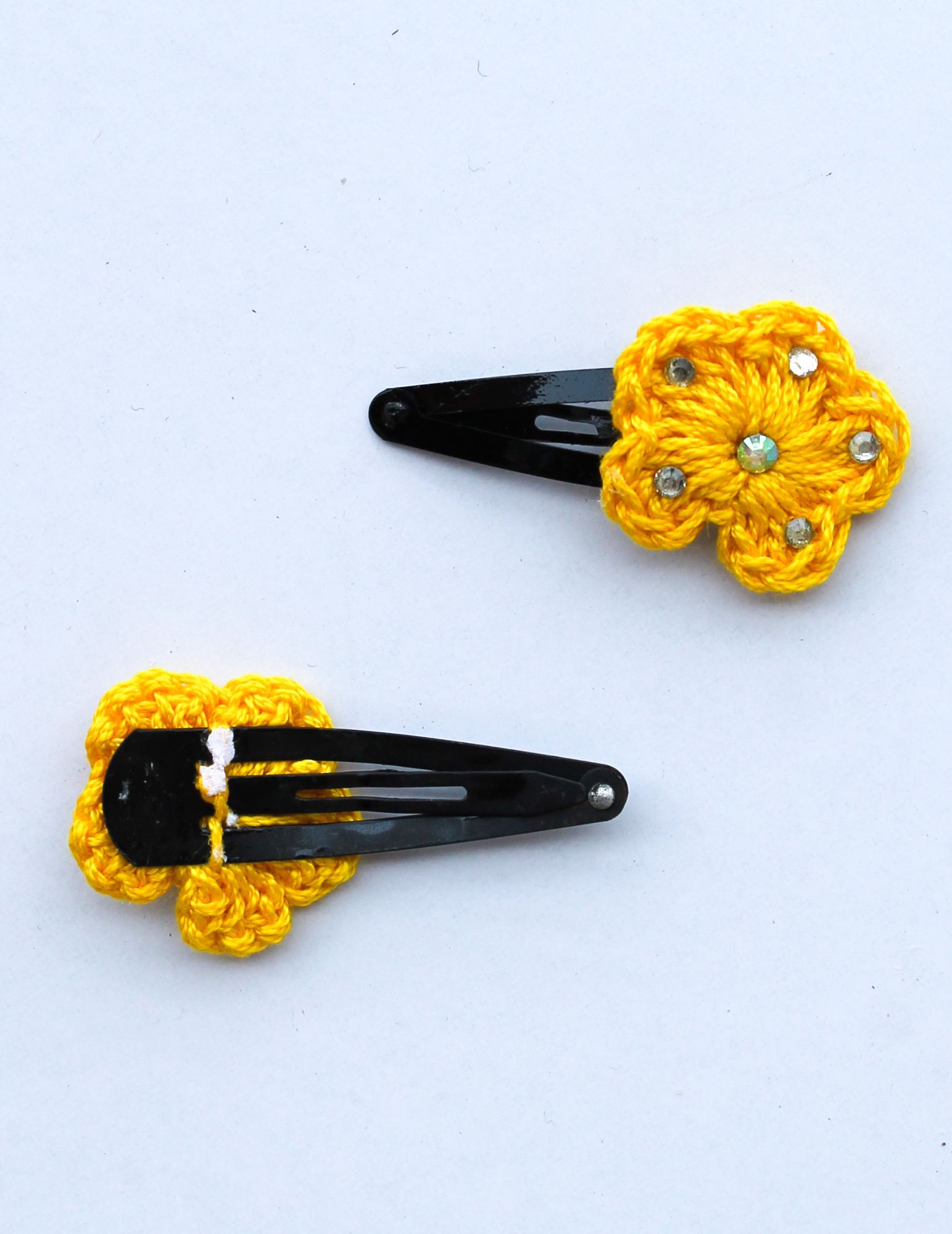 Handmade Crochet Stone Tic Tac Hair Pins for girls - Yellow Woonie