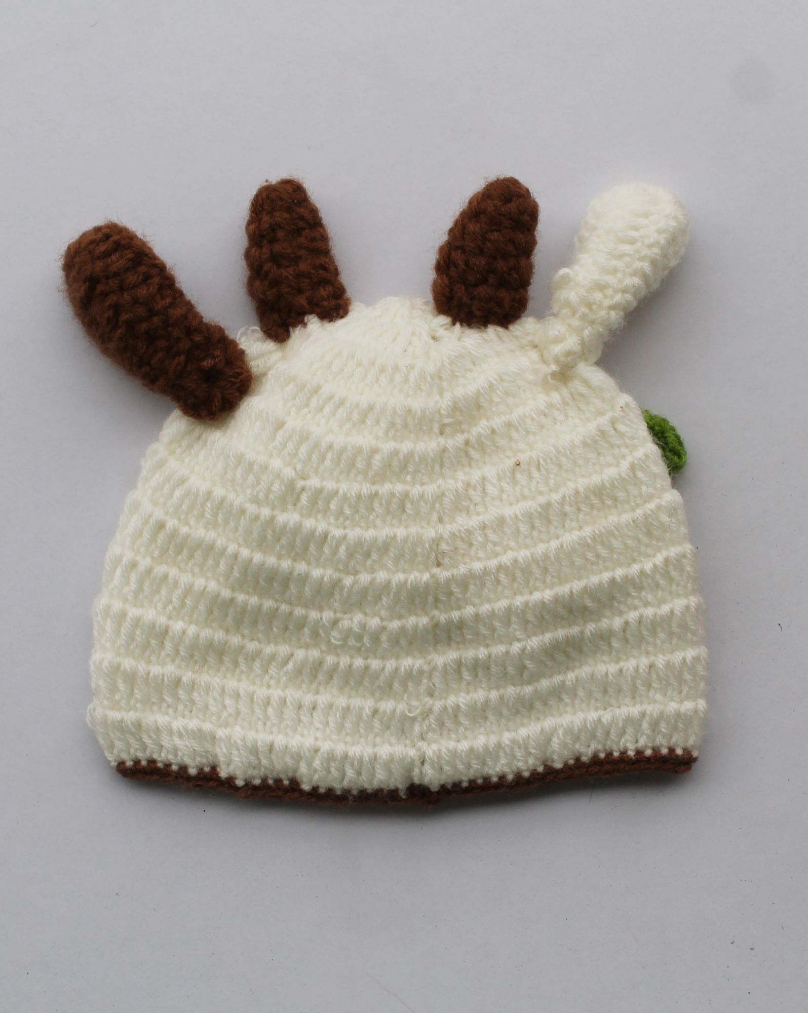 Handmade Crochet Sunflower Pattern Cap for Kids - Off-white Woonie
