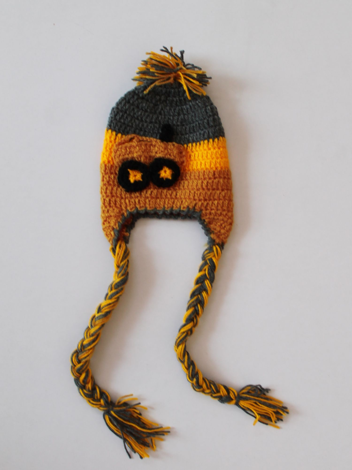 Handmade Crochet Tractor Pattern Cap for Kids - Orange Woonie