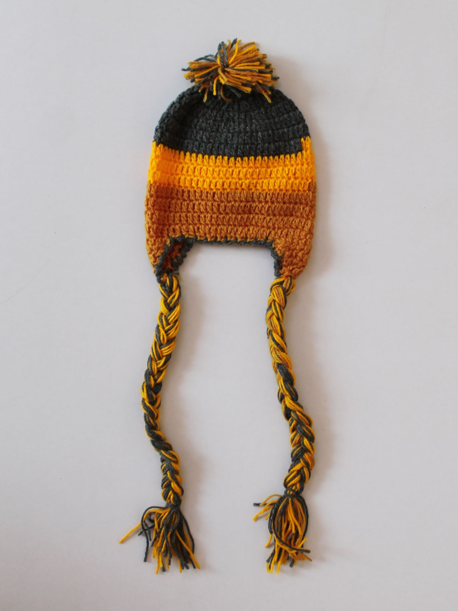 Handmade Crochet Tractor Pattern Cap for Kids - Orange Woonie