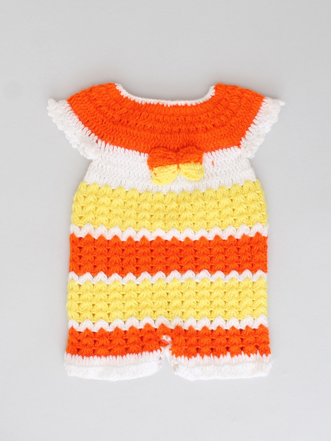 Handmade Crochet Winter Romper for Newborn with Bow - Multi