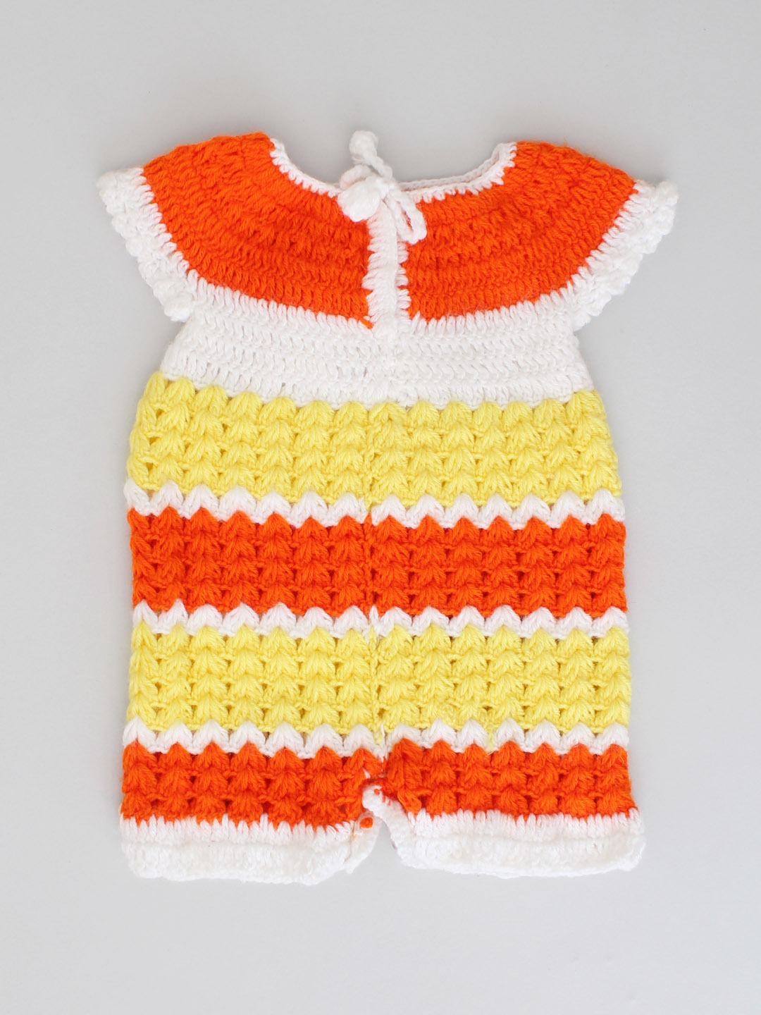 Handmade Crochet Winter Romper for Newborn with Bow - Multi