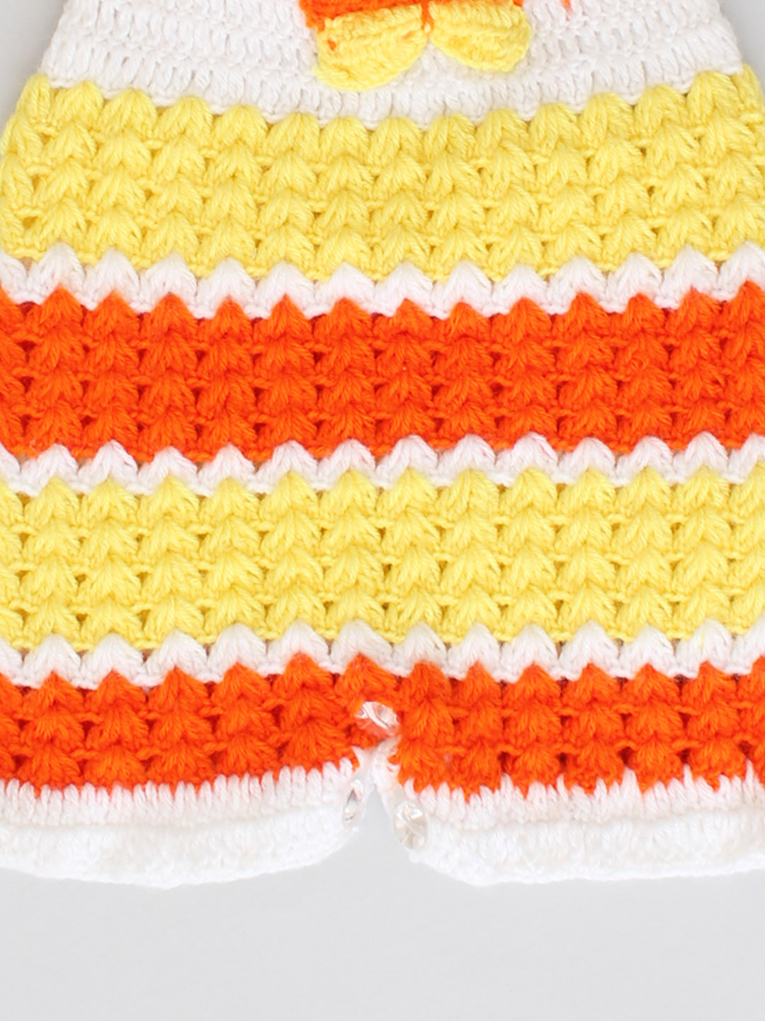 Handmade Crochet Winter Romper for Newborn with Bow - Multi