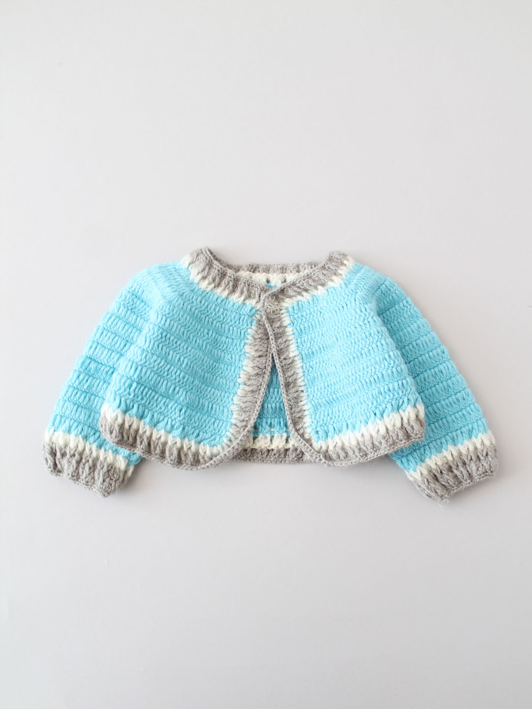 Handmade Crochet Woollen Frock with Shrug - Blue