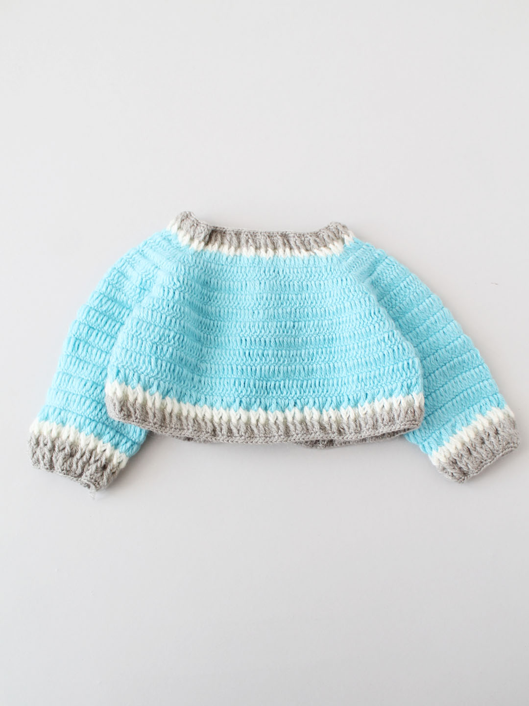 Handmade Crochet Woollen Frock with Shrug - Blue
