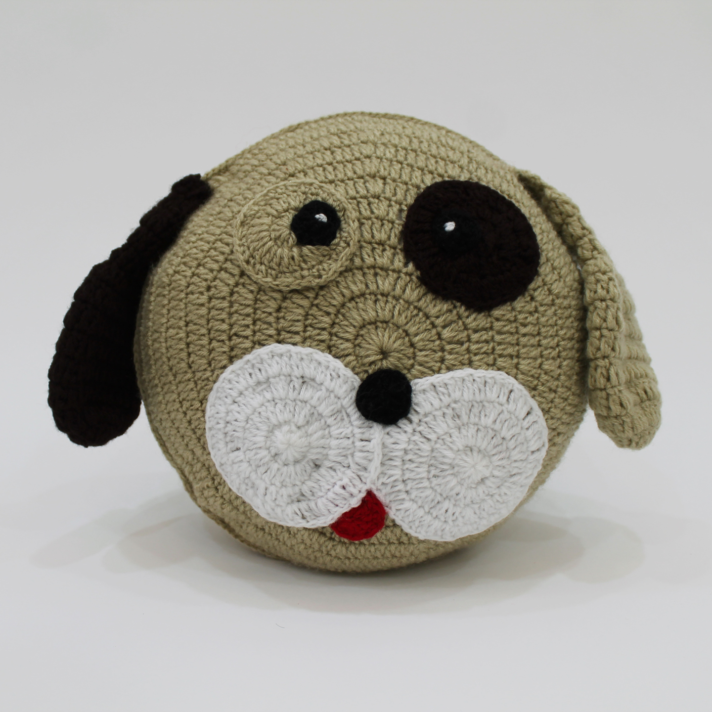 Handmade Dog Face Animal Cuddle Cushion - Beige