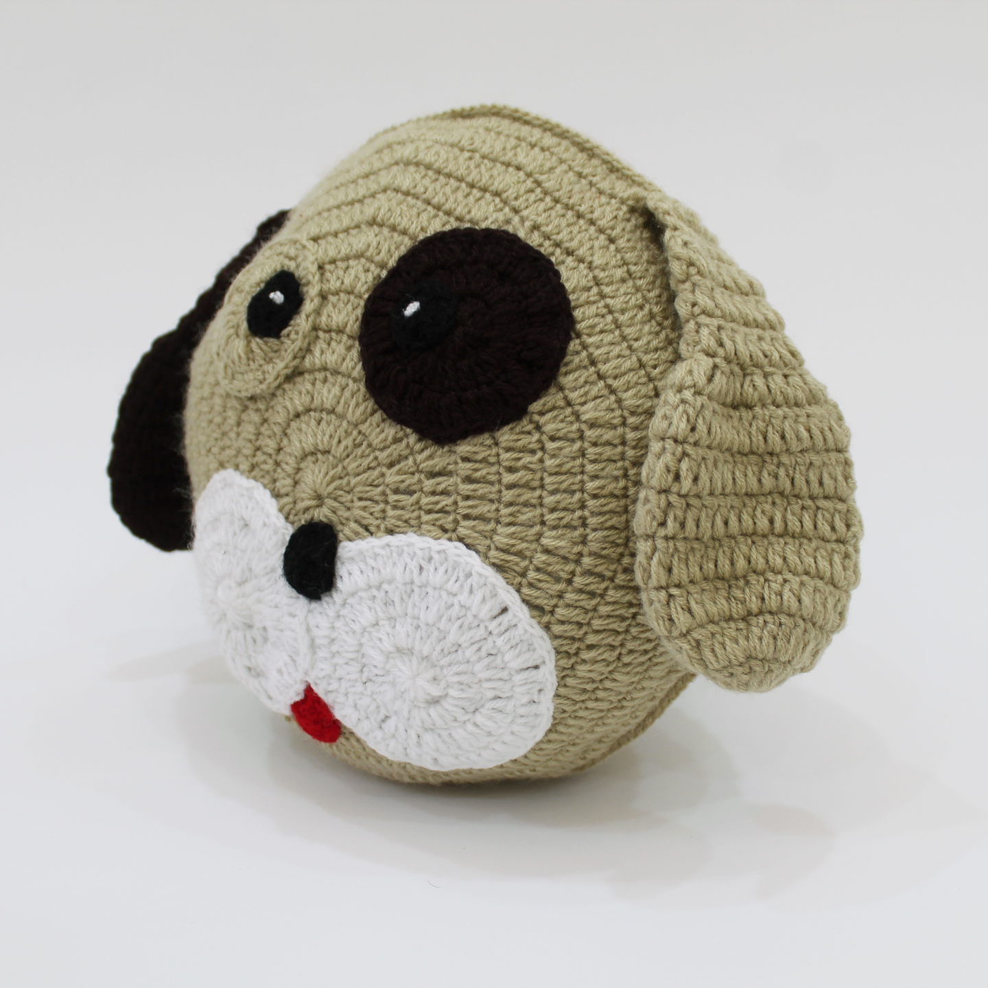 Handmade Dog Face Animal Cuddle Cushion - Beige