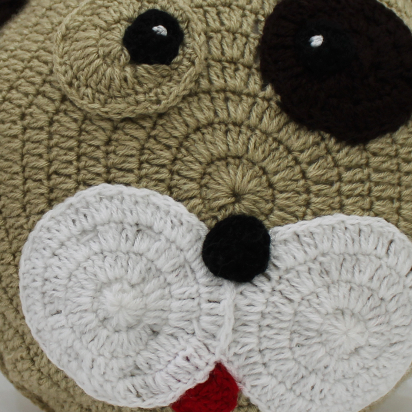 Handmade Dog Face Animal Cuddle Cushion - Beige