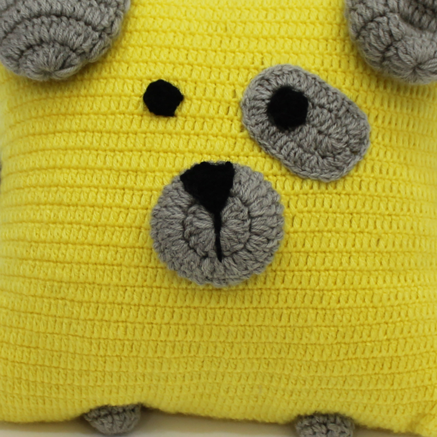 Handmade Dog Face Cushion Cover With Cushion - Yellow