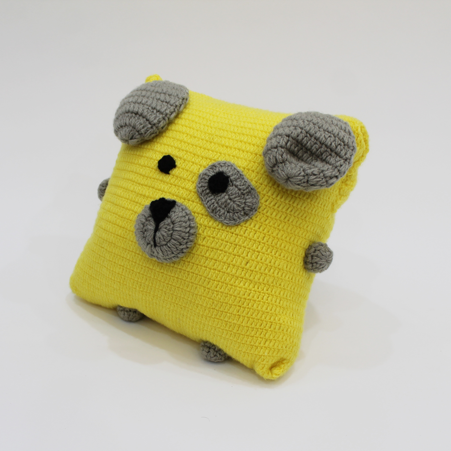 Handmade Dog Face Cushion Cover With Cushion - Yellow