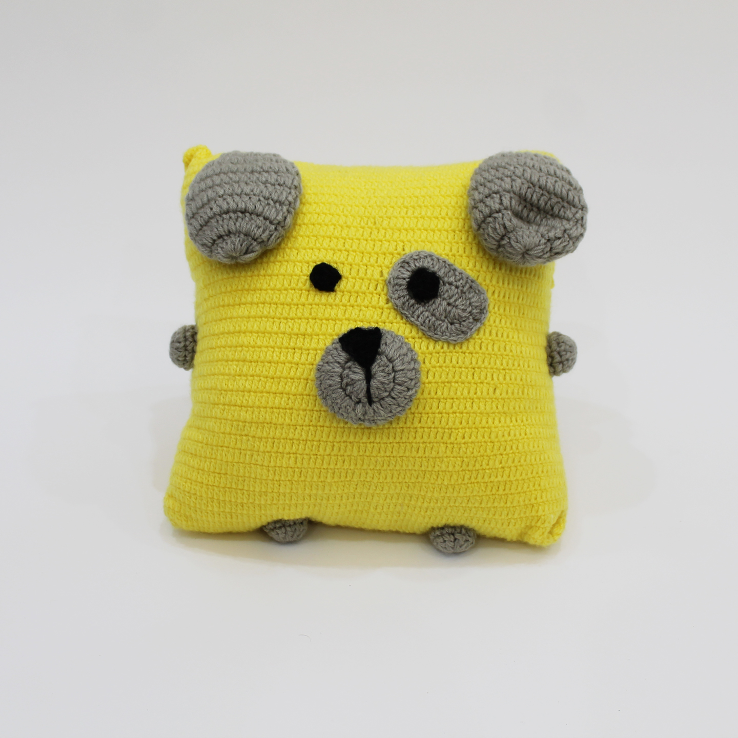 Handmade Dog Face Cushion Cover With Cushion - Yellow