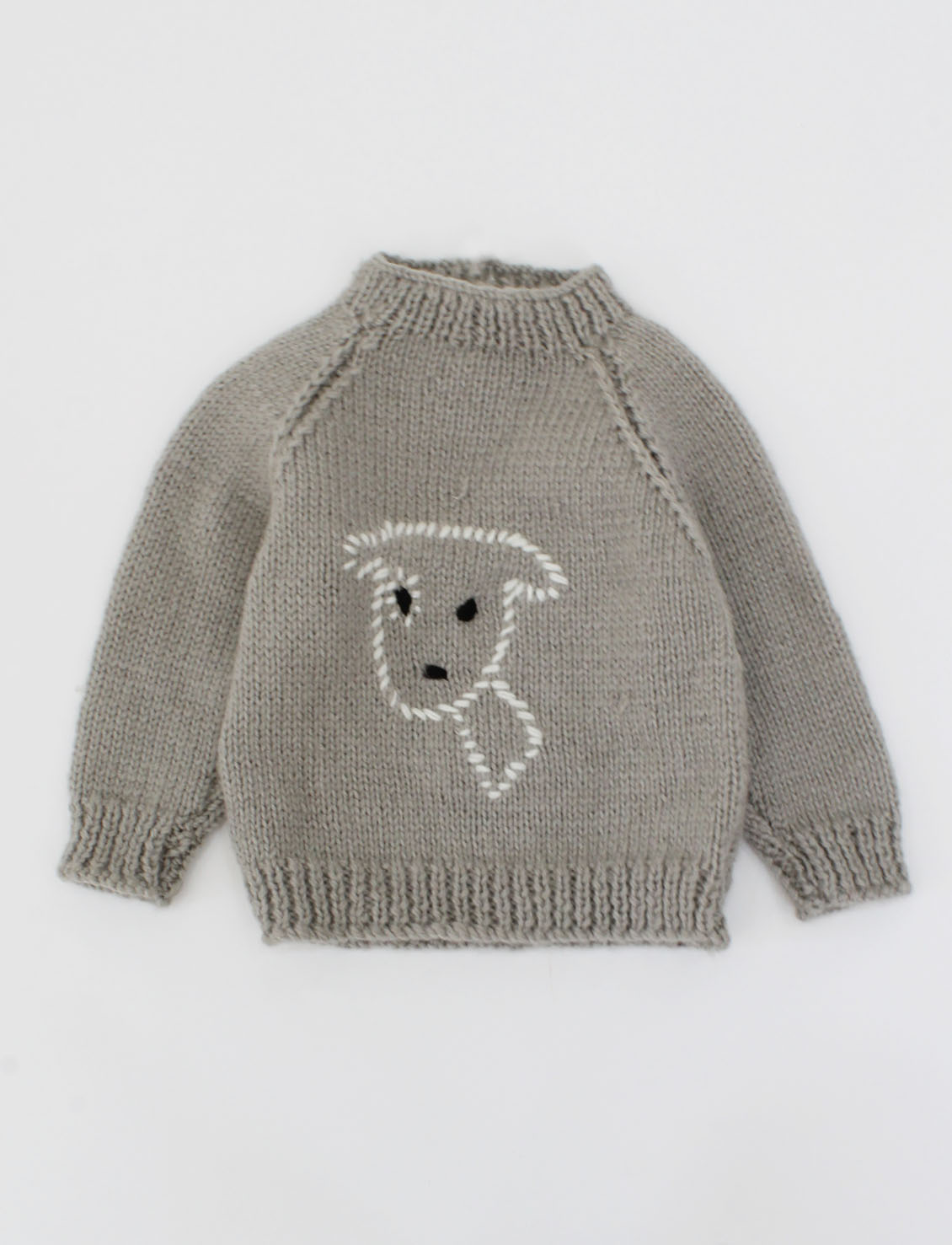 Handmade Dog Face Detailing Sweater For Newborn - Grey