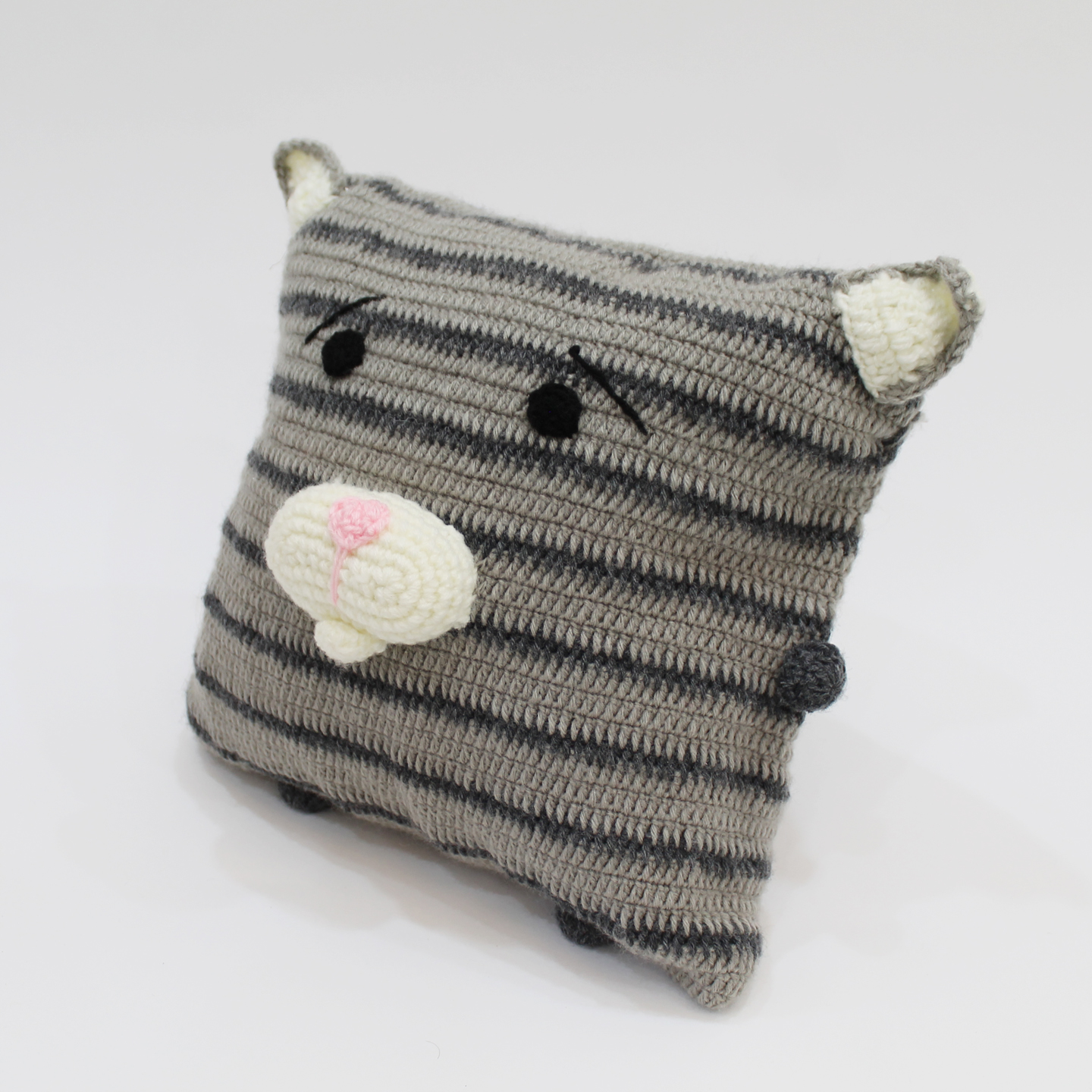 Handmade Dog Face Pattern Cushion Cover with Cushion - Grey