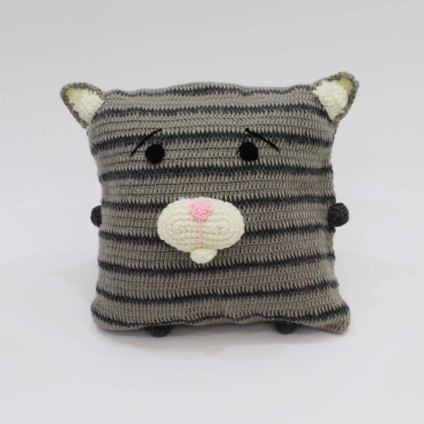 Handmade Dog Face Pattern Cushion Cover with Cushion - Grey