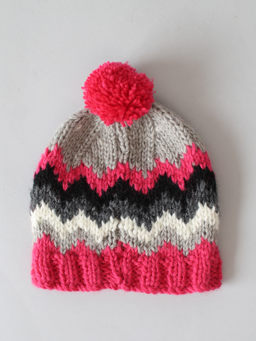 Handmade Fair Isle Beanie with Pom Pom - Multi